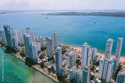 Fototapeta Naklejka Na Ścianę i Meble -  Aerial view of Cartagena Bocagrande