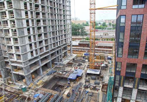 Construction, building, apartment and office center. photo