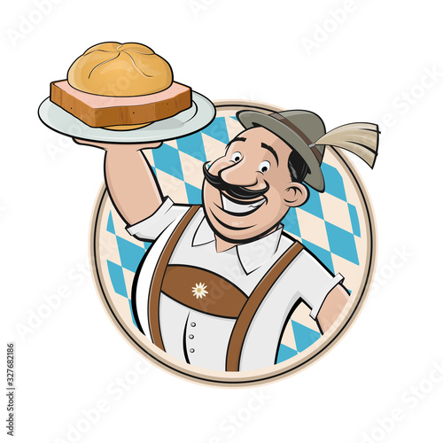 bayer mit leberkäsesemmel cartoon logo