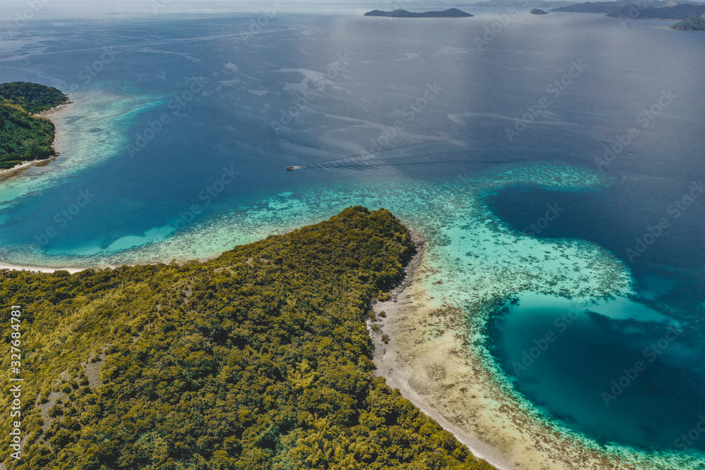 Obraz premium Aerial view of Ditaytayan island in Coron, Palawan, Philippines