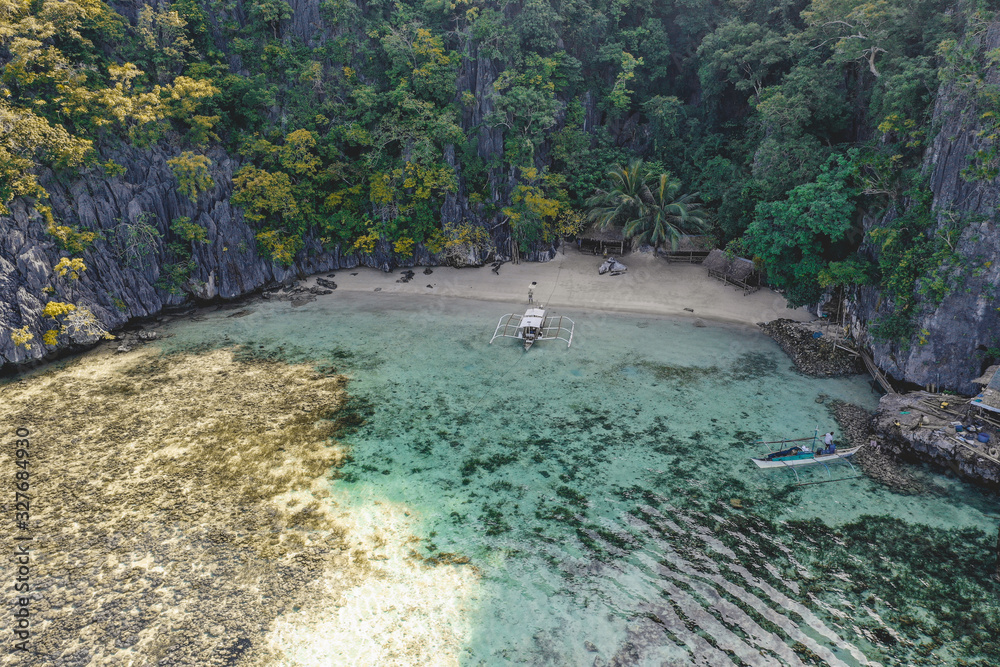 Aerial view of the Twin Lagoon in coron island, Palawan, Philippines Aerial view of the Twin Lagoon in coron island, Palawan, Philippines
