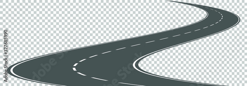 Vector winding road isolated on transparent background.