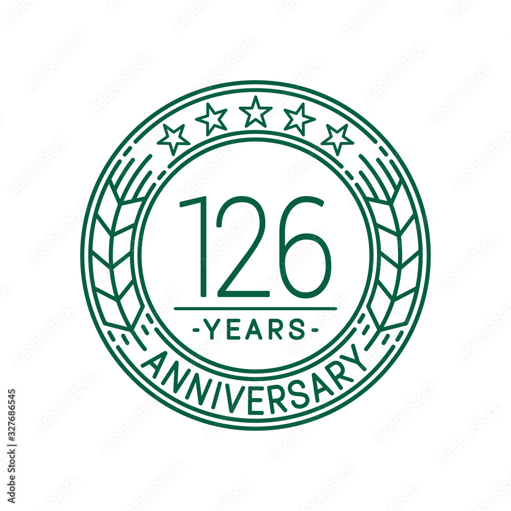 126 years anniversary celebration logo template. Line art vector and illustration. 126 years anniversary celebration logo template. Line art vector and illustration.