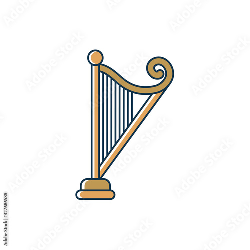 harp string instrument melody sound music line and fill style