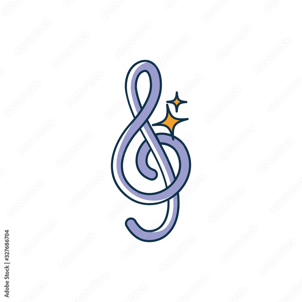 treble clef note musical melody sound music line and fill style treble clef note musical melody sound music line and fill style