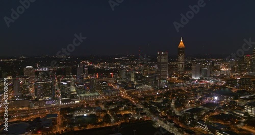 Wallpaper Mural Atlanta Aerial v516 High vantage panoramic from midtown to downtown to Marietta Street Artery neighborhood college field - January 2019 Torontodigital.ca