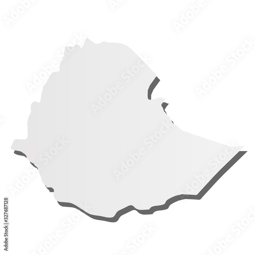 Ethiopia - grey 3d-like silhouette map of country area with dropped shadow. Simple flat vector illustration