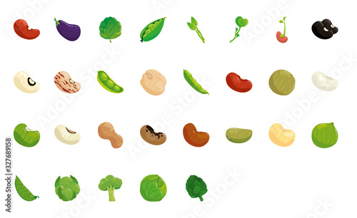 bundle seeds and vegetables set icons vector illustration design