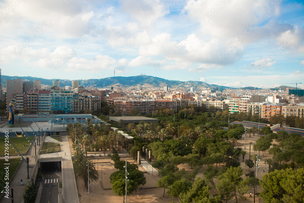 panoramic view of barcelona spain