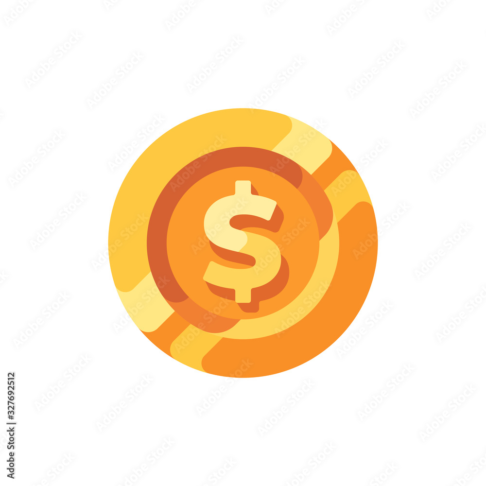 Gold coin with dollar symbol flat icon Gold coin with dollar symbol flat icon