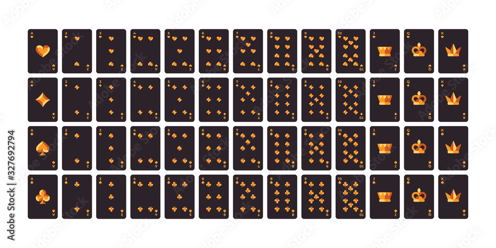 Full set of black and gold playing cards