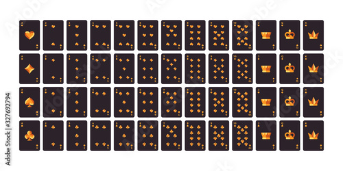 Full set of black and gold playing cards