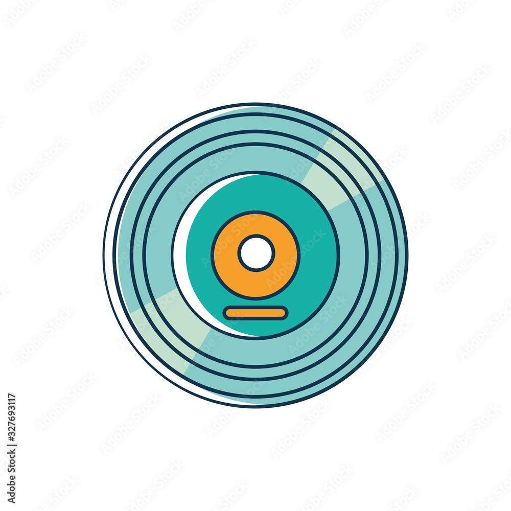 retro vinyl disk melody sound music line and fill style retro vinyl disk melody sound music line and fill style