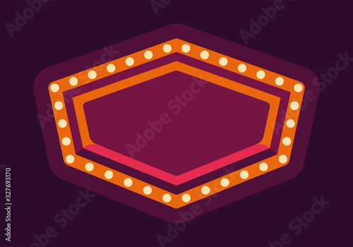 Red retro marquee light frame flat illustration