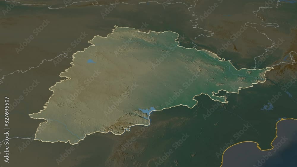 Telangana, state with its capital, zoomed and extruded on the relief map of India in the conformal Stereographic projection. Animation 3D Telangana, state with its capital, zoomed and extruded on the relief map of India in the conformal Stereographic projection. Animation 3D