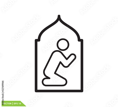 Muslim prayer icon vector logo design template