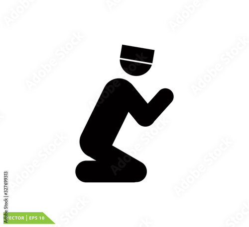Muslim prayer icon vector logo design template