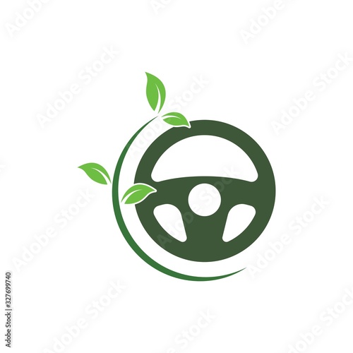 eco steering wheel  logo icon vector illustration