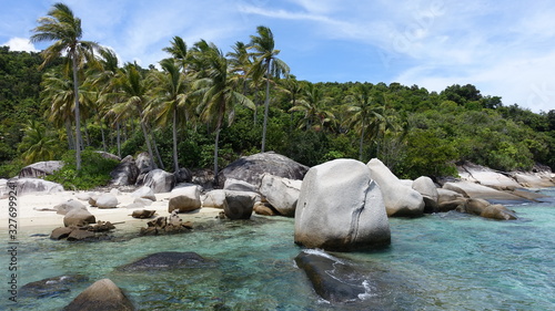 Anambas Islands Indonesia - wonderful coastline with palm trees and rocks