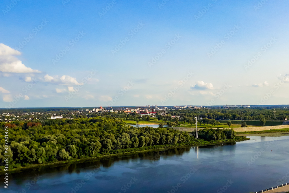 Panorama of a beautiful river and city promenade