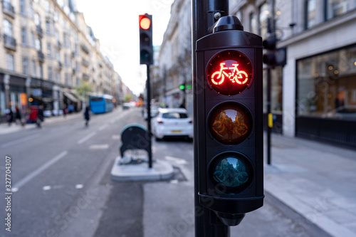 red cycle traffic light in the city of London