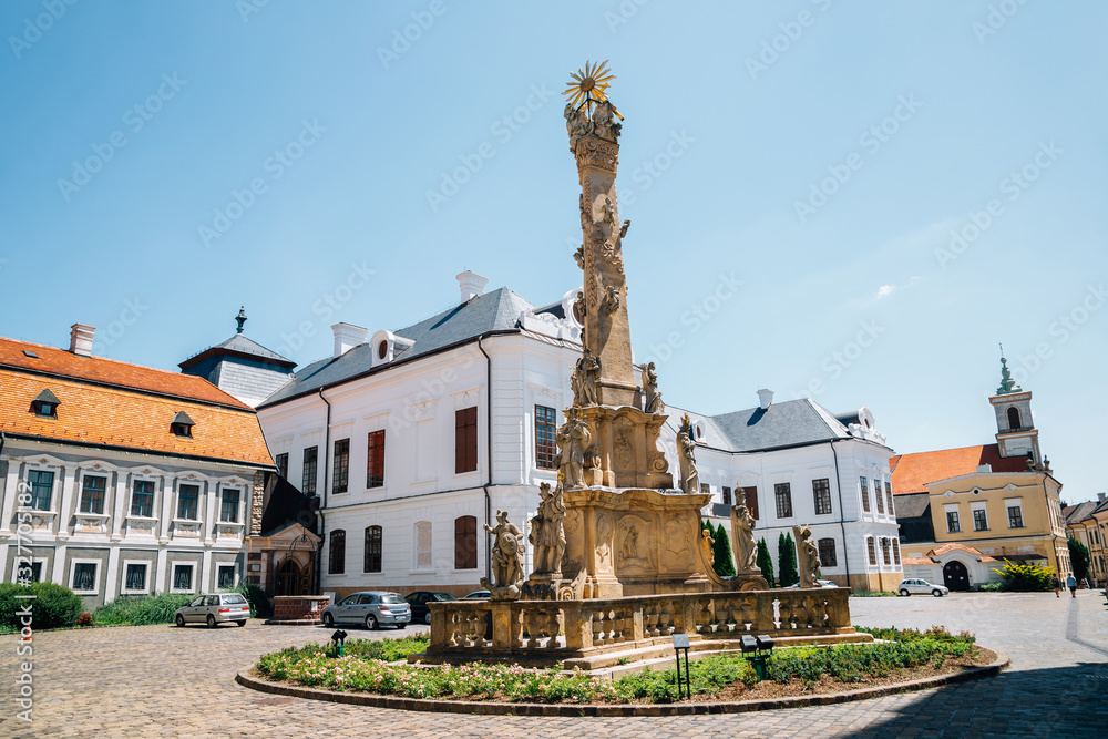 Holy Trinity Column at castle district in Veszprem, Hungary