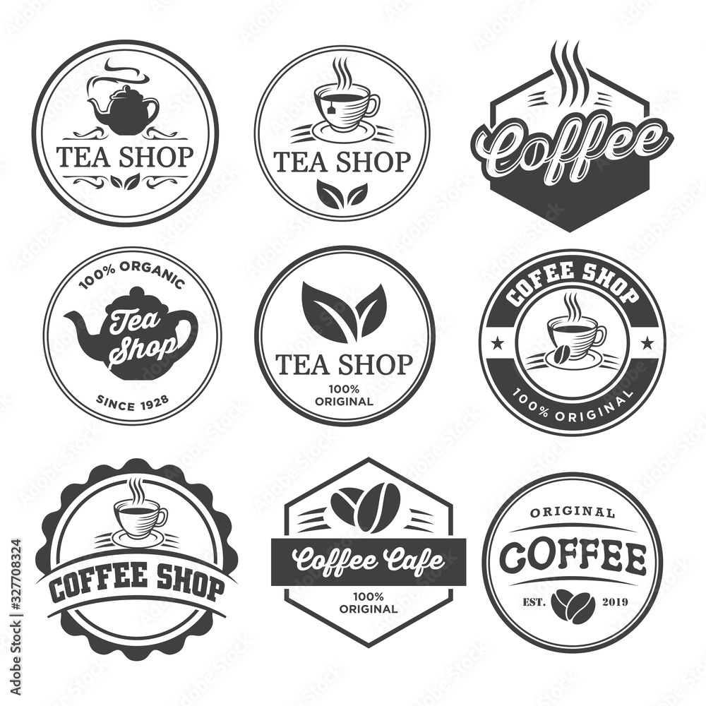 Obraz premium Tea and Coffee Emblem logo