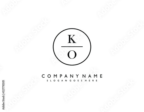 KO initial letter elegant handwriting logo collection