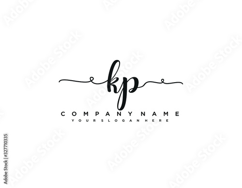 KP initial letter elegant handwriting logo collection