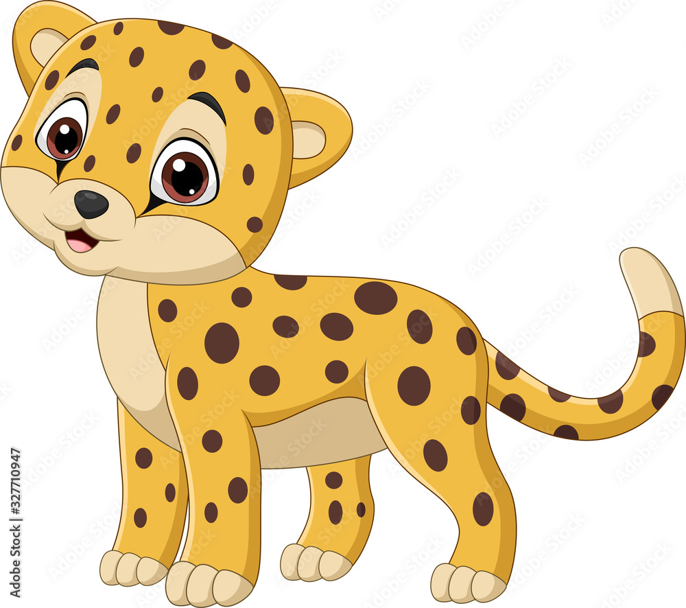 Fototapeta premium Cartoon leopard isolated on white background