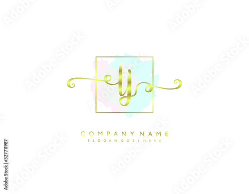 LJ initial letter elegant handwriting logo collection photo