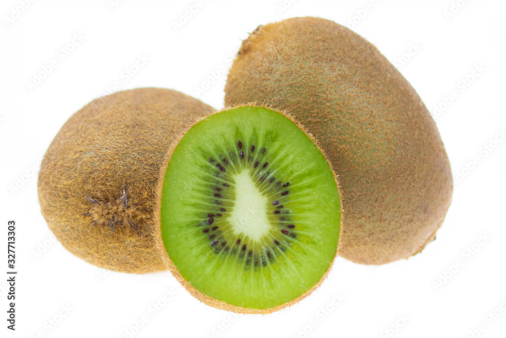 Whole and sliced kiwi fruit isolated on white background with clipping path. Whole and sliced kiwi fruit isolated on white background with clipping path.