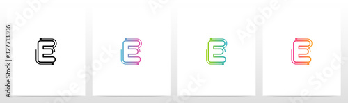 Dots With Lines On The Outside Of Letter Logo E