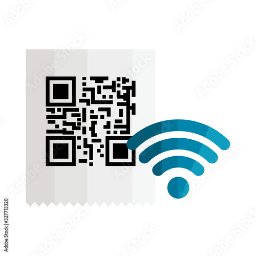 qr code receipt paper and wifi design of technology scan information business price communication barcode digital and data theme Vector illustration
