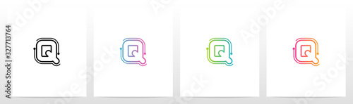 Dots With Lines On The Outside Of Letter Logo Q