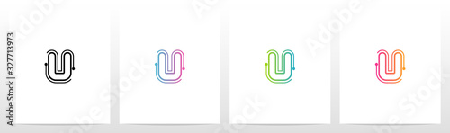 Dots With Lines On The Outside Of Letter Logo U