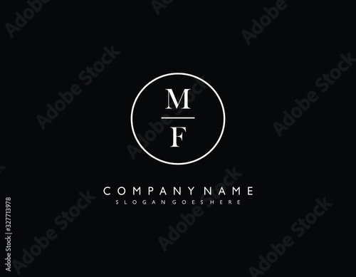 MF initial letter elegant handwriting logo collection