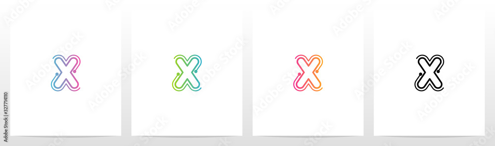 Dots With Lines On The Outside Of Letter Logo X Stock Vector | Adobe Stock