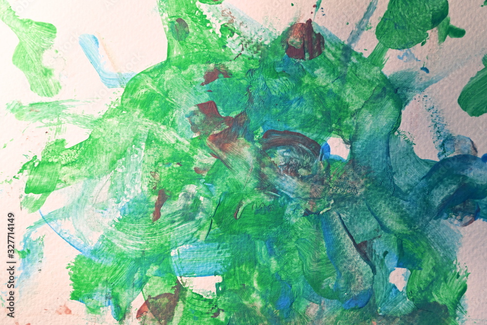 Fototapeta premium abstract green and blue watercolor painting on paper art texture background