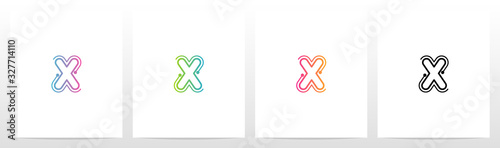 Dots With Lines On The Outside Of Letter Logo X
