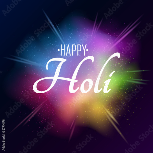 Holi festival of colors. Explosion of colors. Festive background. Multicolor spray. Colorful fog dust. Vector illustration