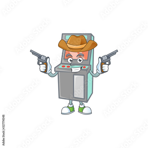 The brave of arcade game machine Cowboy cartoon character holding guns