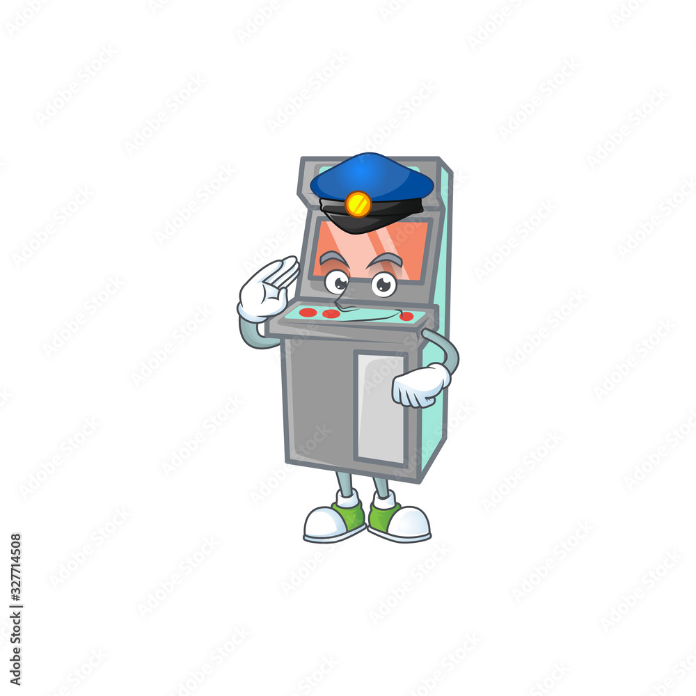 A character design of arcade game machine working as a Police officer A character design of arcade game machine working as a Police officer