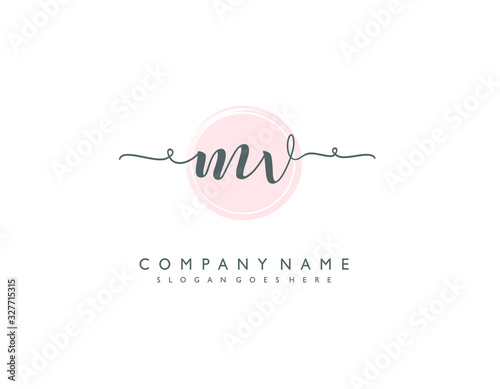 MV initial letter elegant handwriting logo collection