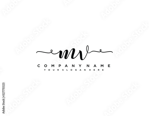 MV initial letter elegant handwriting logo collection