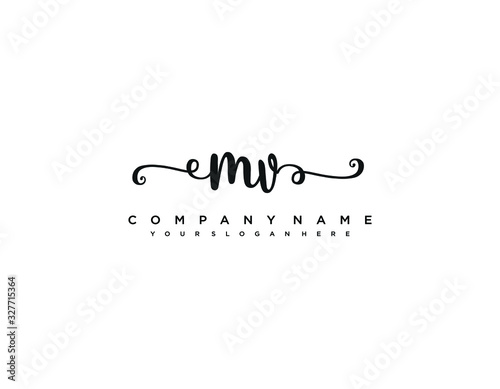 MV initial letter elegant handwriting logo collection