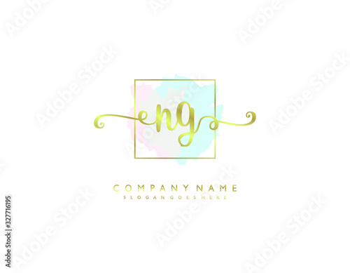 NG initial letter elegant handwriting logo collection photo