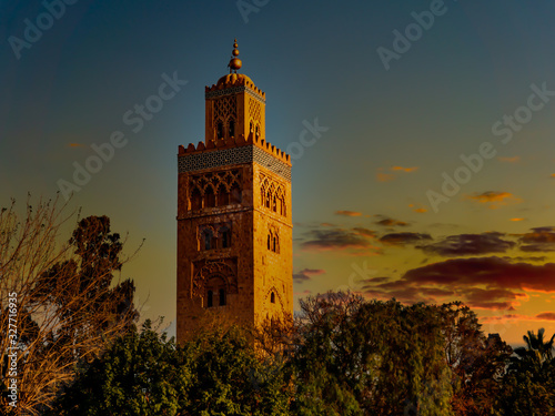 Mosque tower at sunset