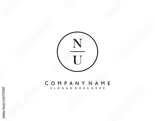 NU initial letter elegant handwriting logo collection