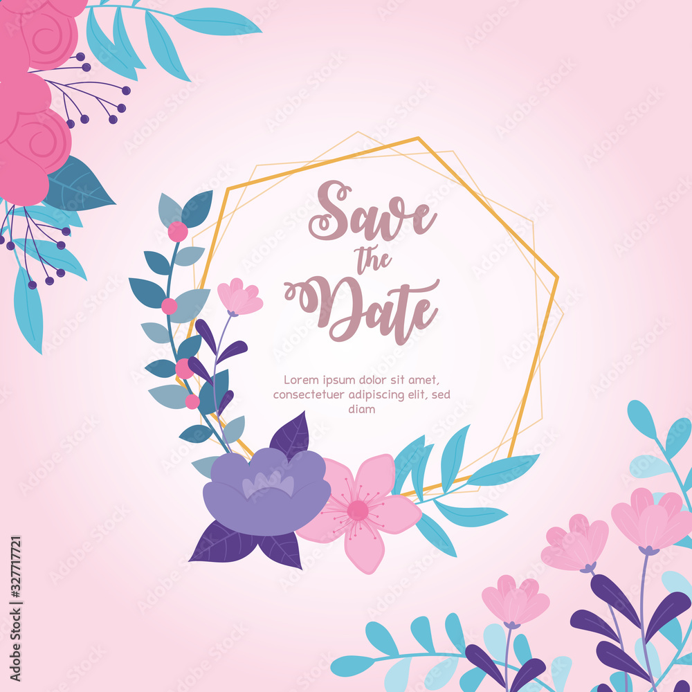 Obraz premium flowers wedding, save the date, frame floral decoration ornament nature card